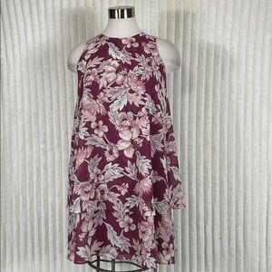 Loft sleeveless tiered shift flowy floral print lined babydoll dress XS